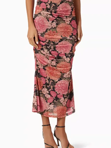 MinkPink Yvaine Ruched Midi Skirt