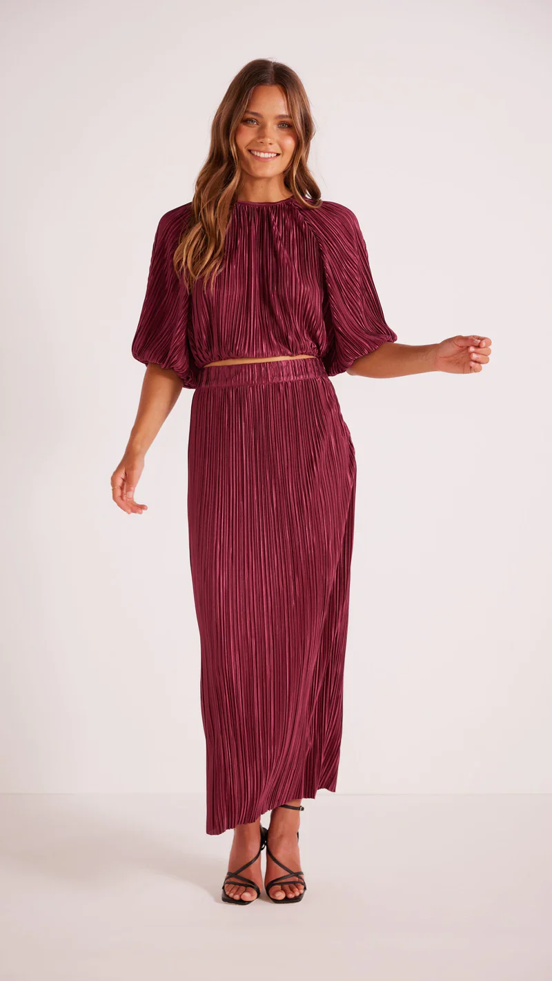 MinkPink Tilla Plisse Midi Skirt