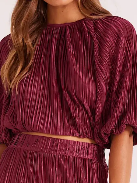 MinkPink Tilla Plisse Crop Top