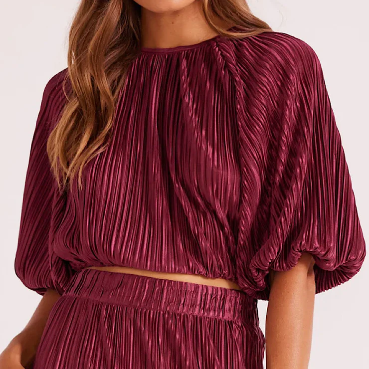 MinkPink Tilla Plisse Crop Top