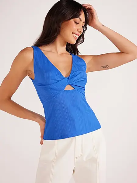 MinkPink Raya Rib Jersey Twist Tank