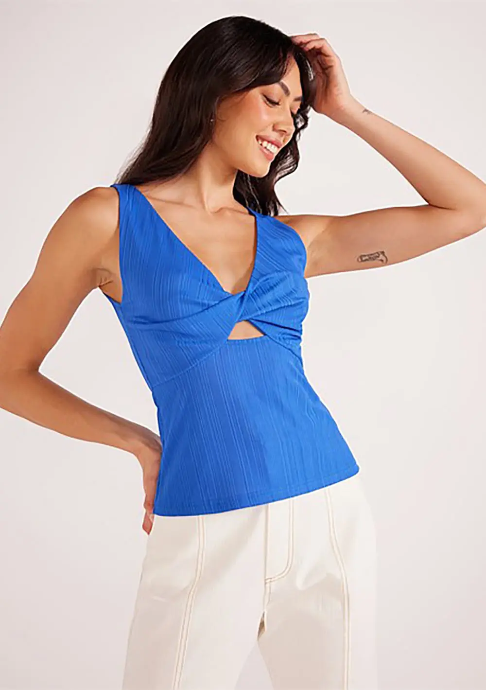 MinkPink Raya Rib Jersey Twist Tank
