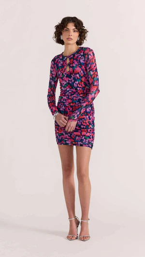 MinkPink Calista Ruched Mesh Mini Dress