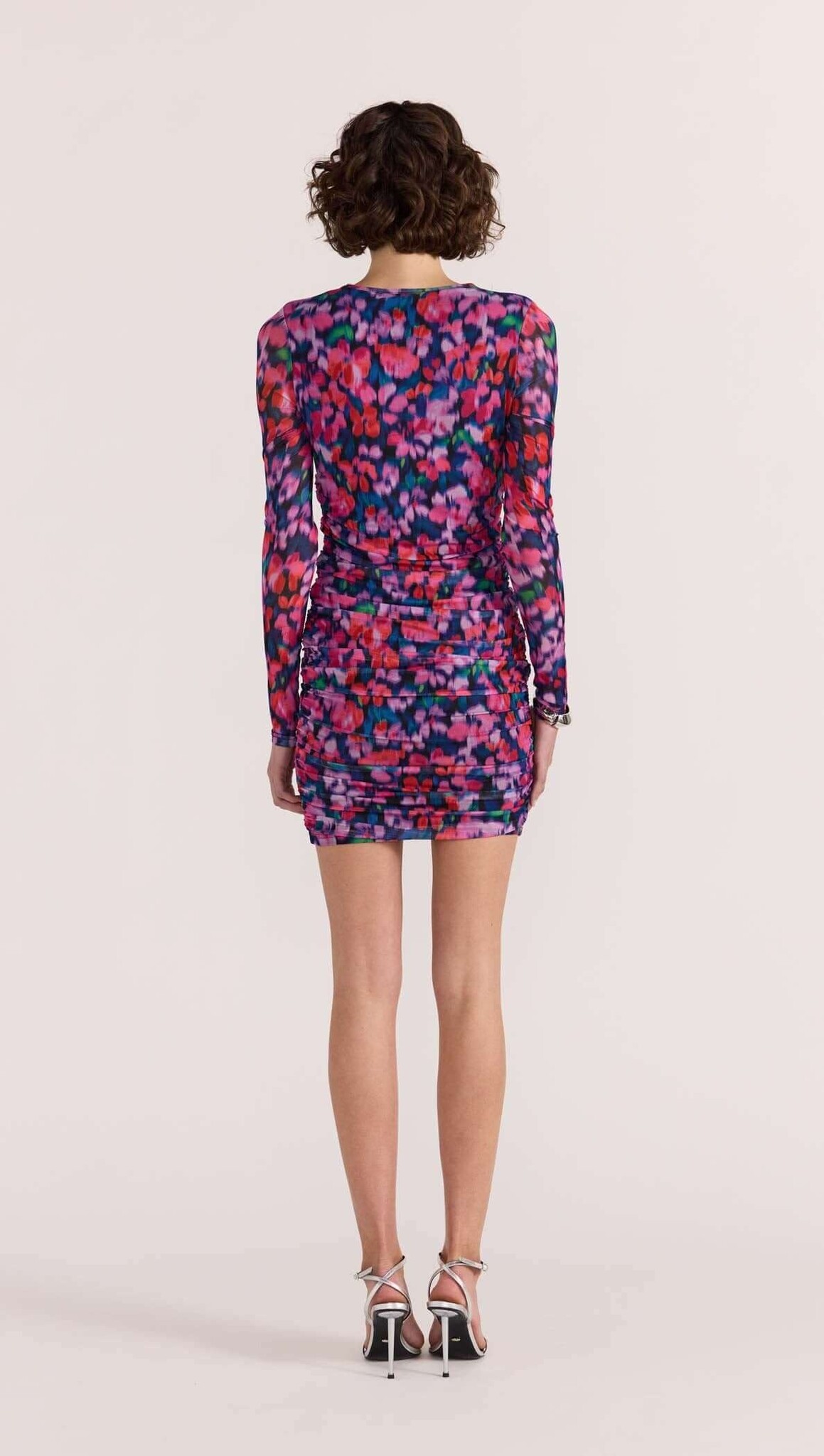 MinkPink Calista Ruched Mesh Mini Dress