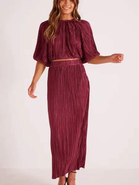 MinkPink Tilla Plisse Midi Skirt
