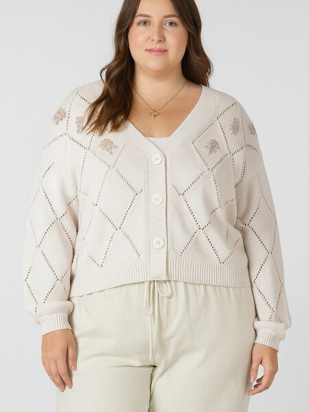 Dex Embroidered Pointelle Cardigan
