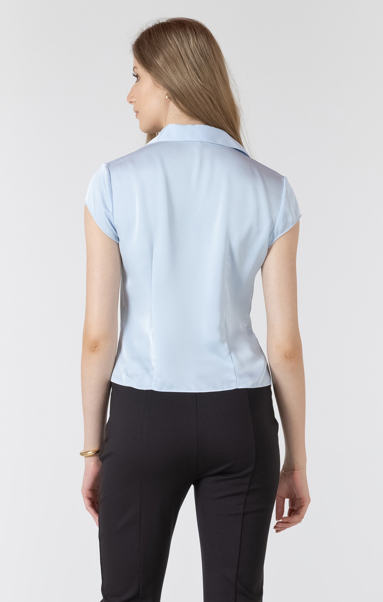 Black Tape Textured Seamed Button Front Blouse