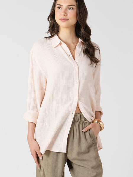 Dex Textured Button Front Blouse