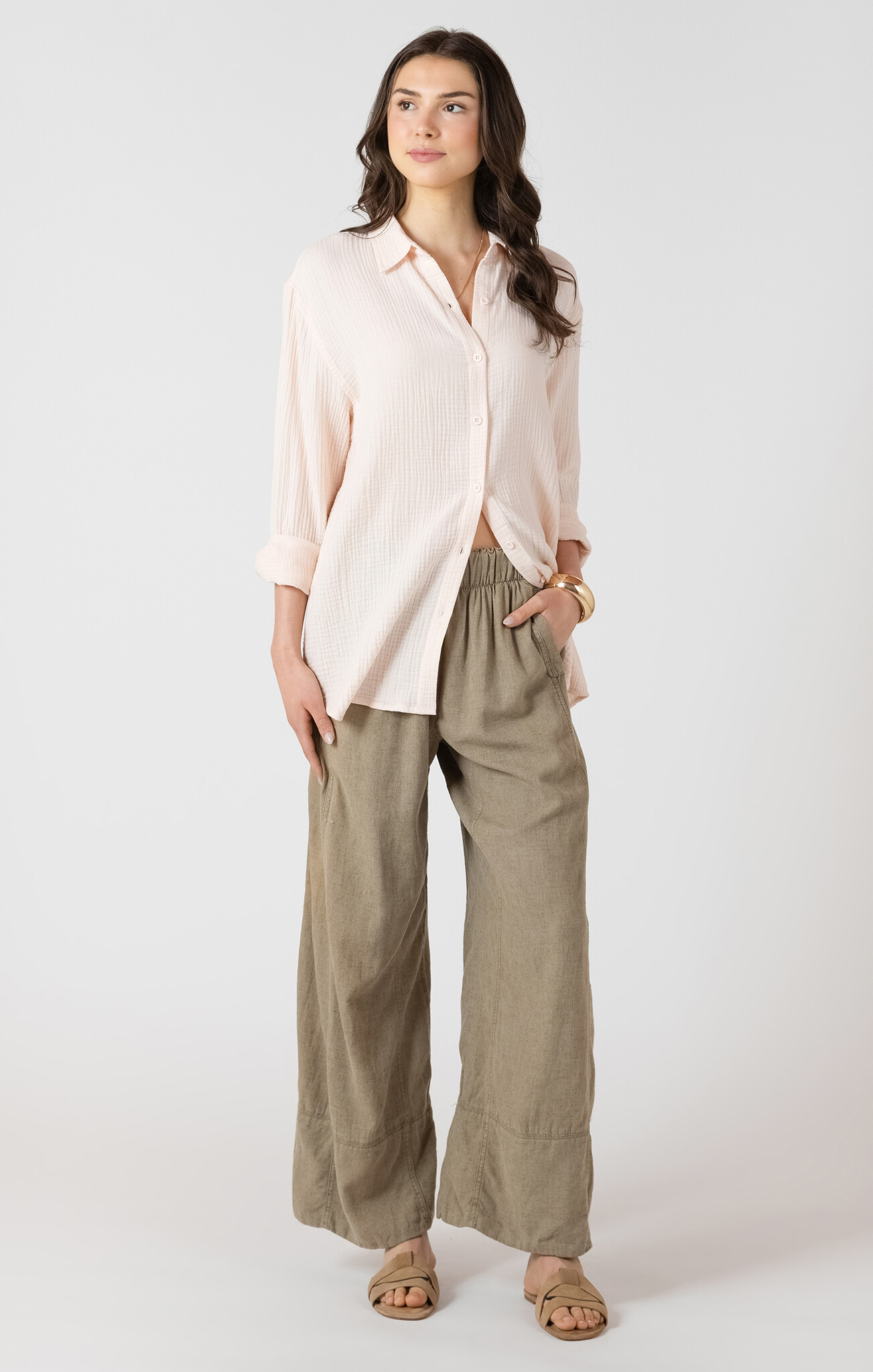 Dex Textured Button Front Blouse