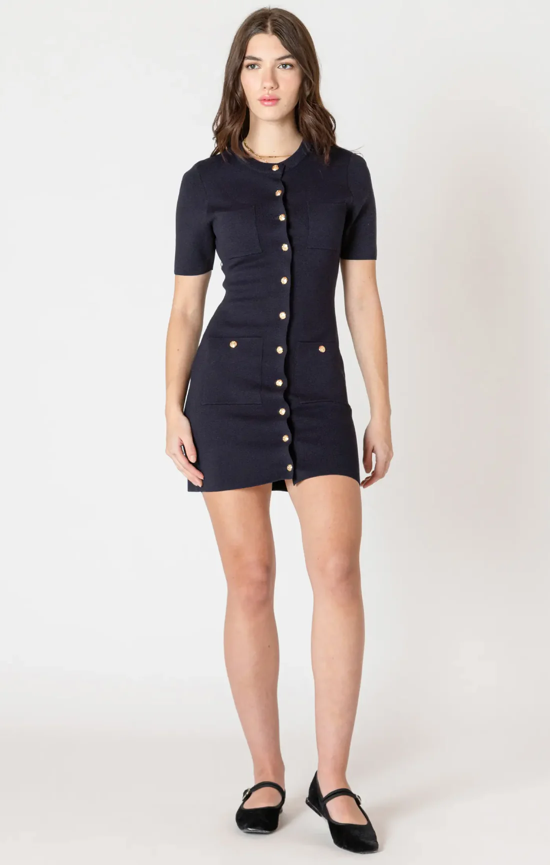 Dex Button Detail Sweater Dress