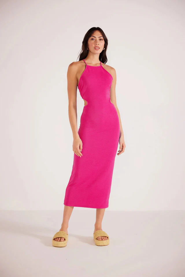 MinkPink Aya Lace Up Midi Dress