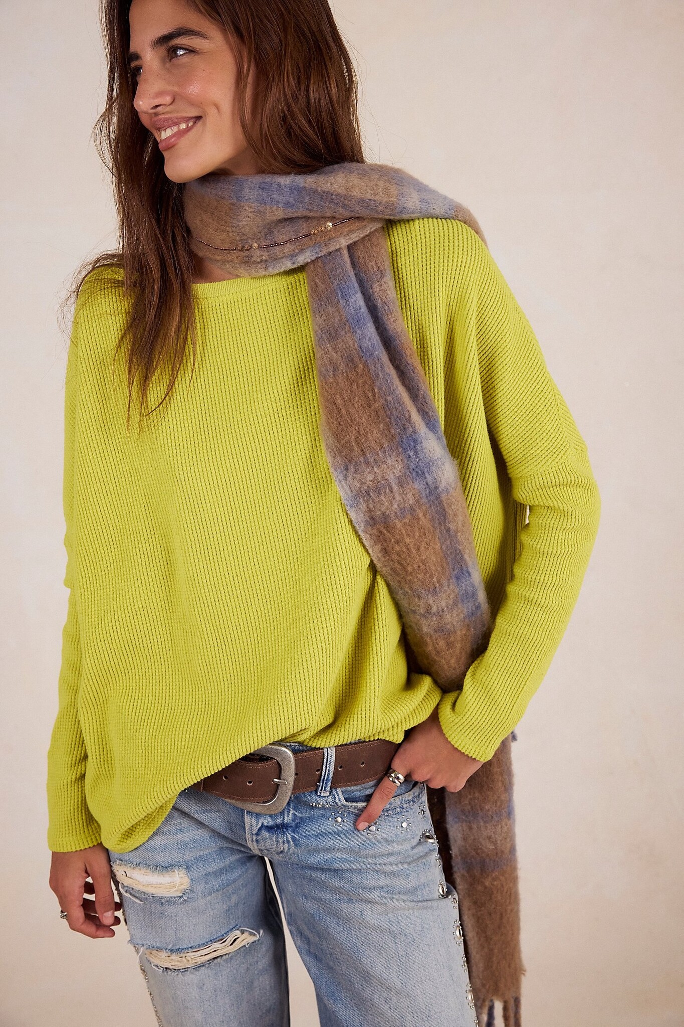 Free People Latte Blues Thermal Solid