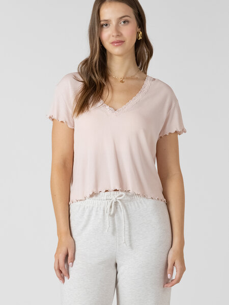 Dex Lace Trim Waffle Top