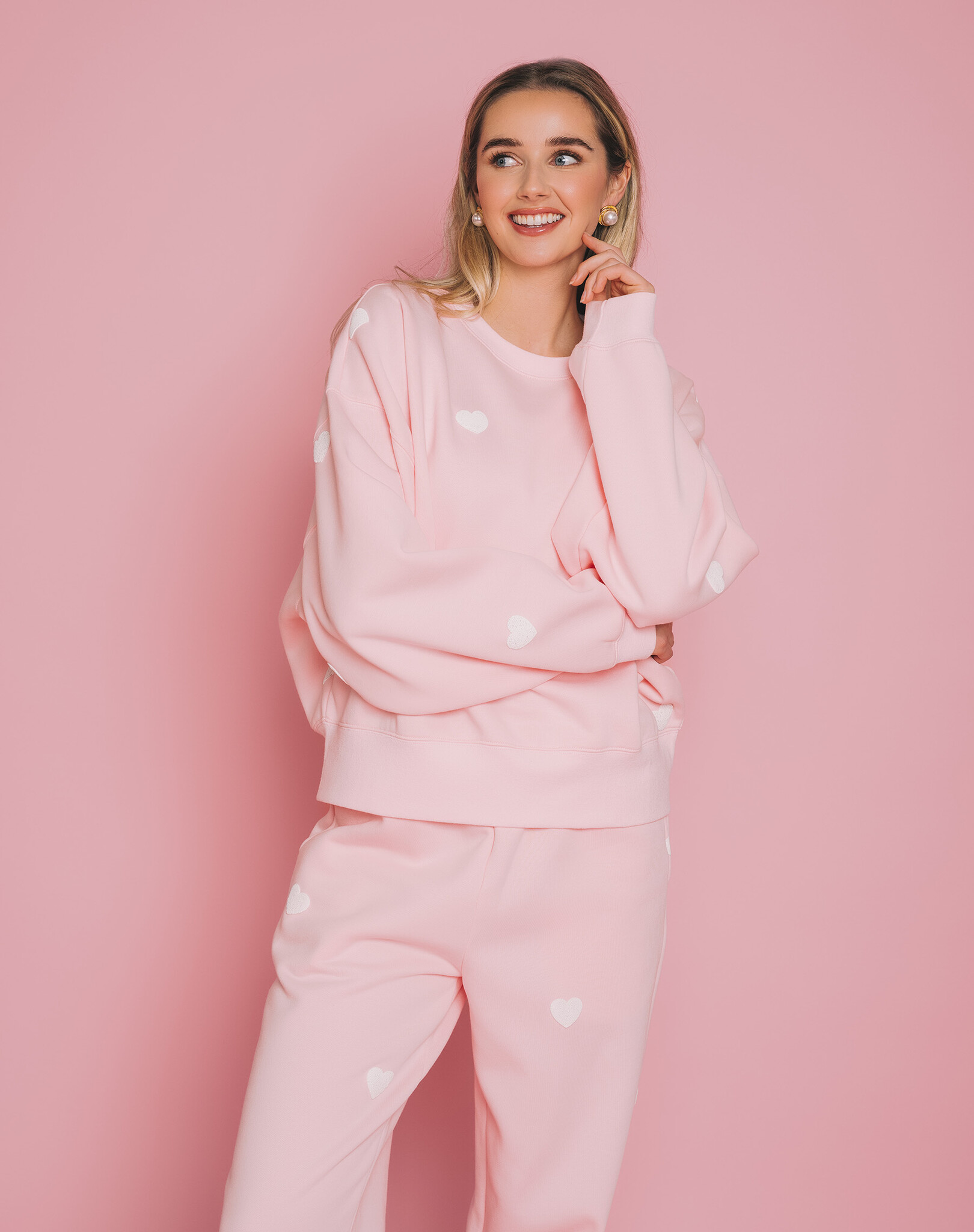 Brunette The Label All Over Heart GF Crew