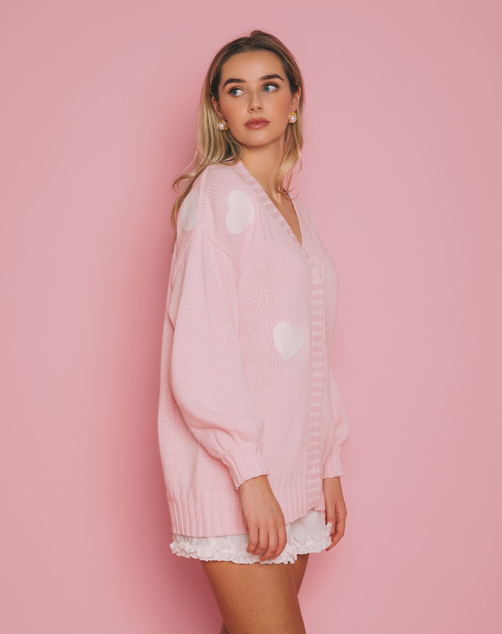 Brunette The Label Heart Oversized Cardigan