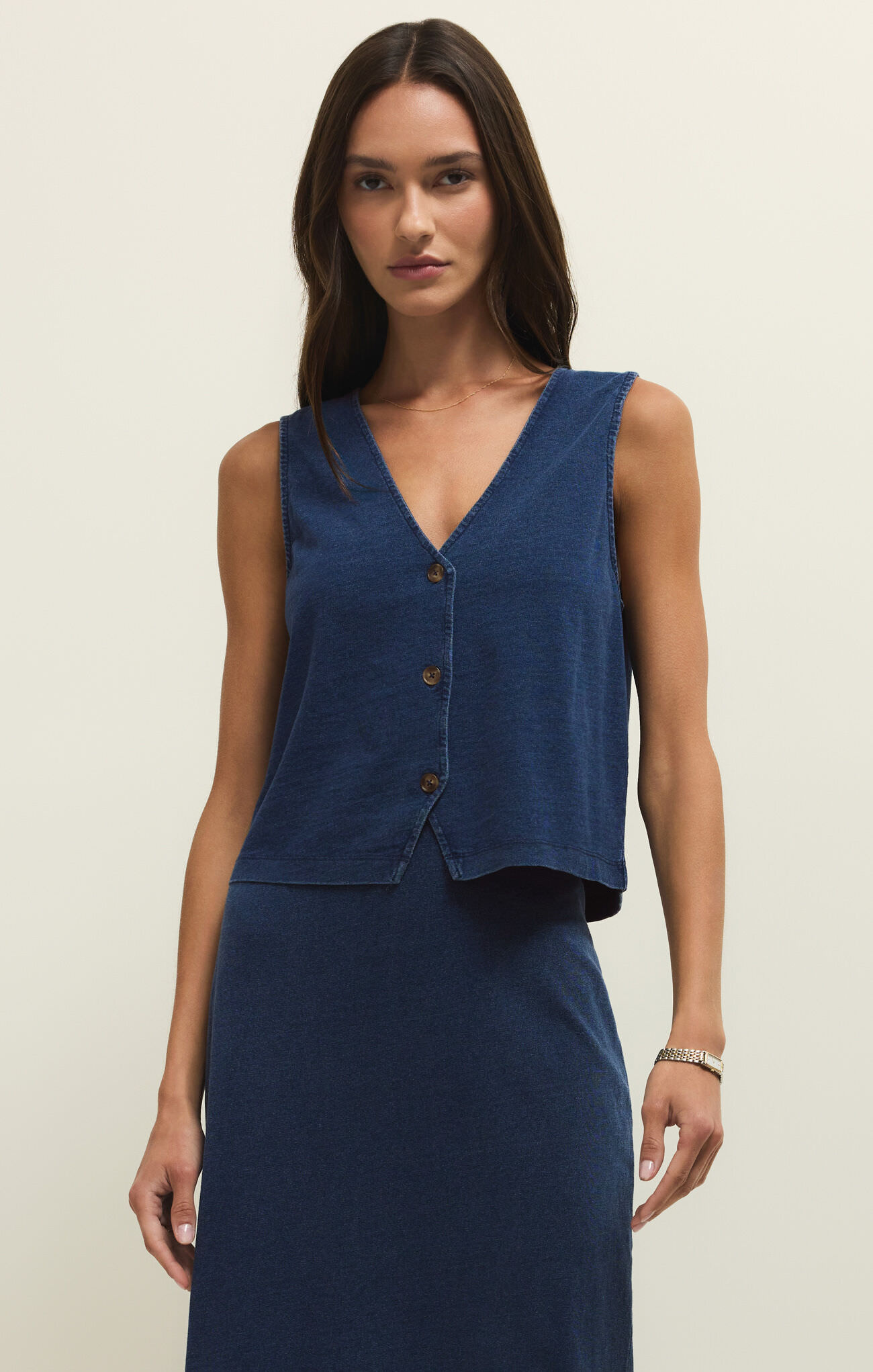 Z Supply Noelle Jersey Denim Top