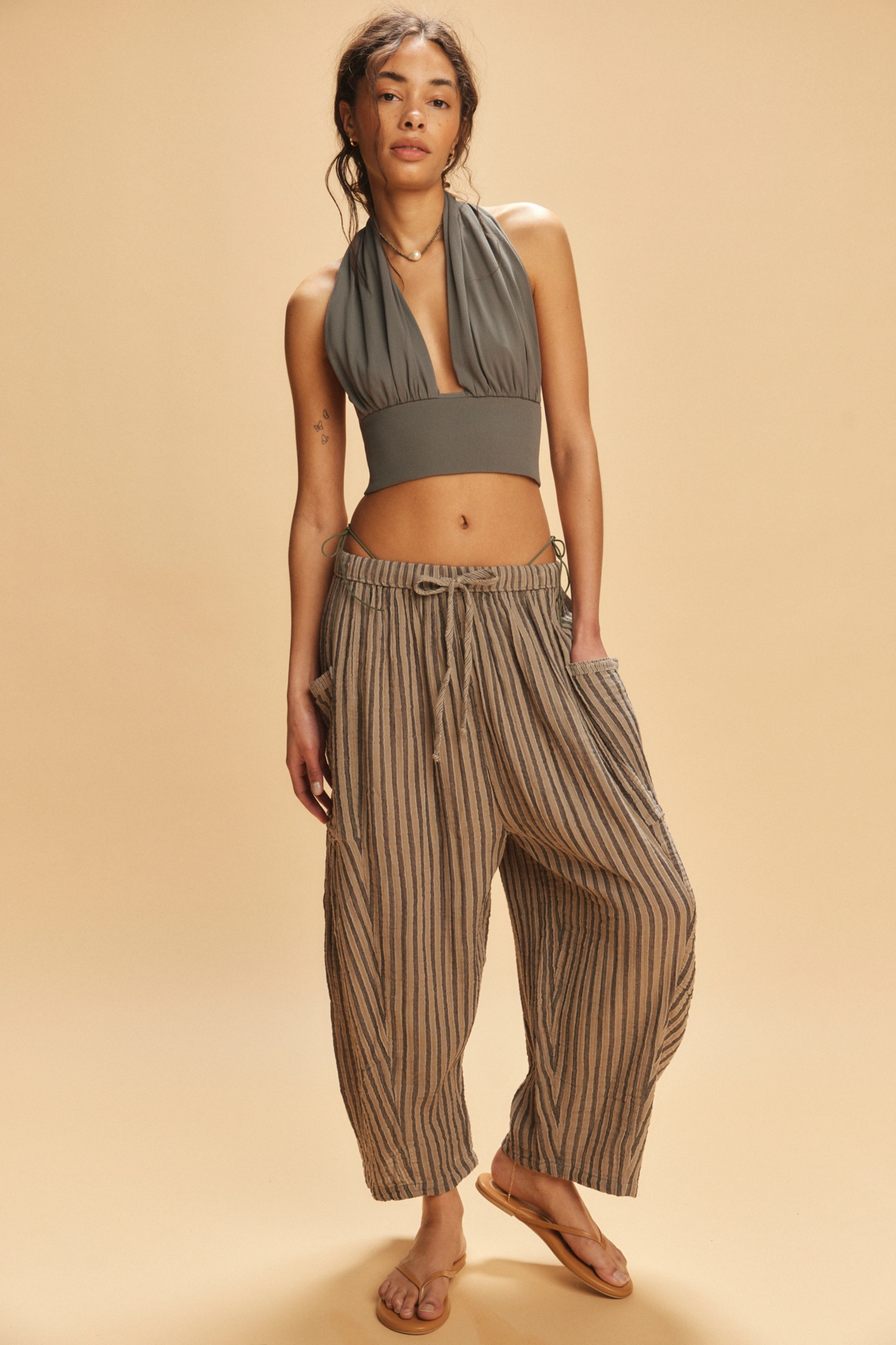 Free People Striped Quinn Pant