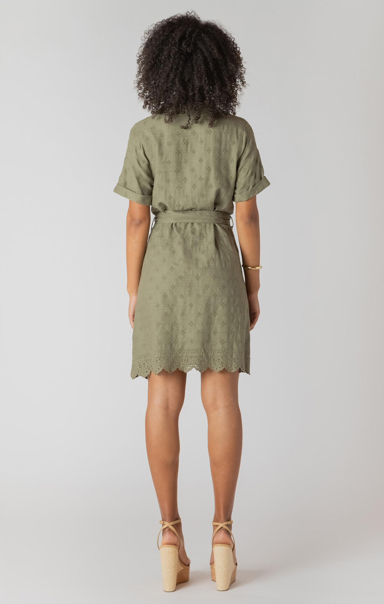 Dex Belted Eyelet Mini Shirt Dress