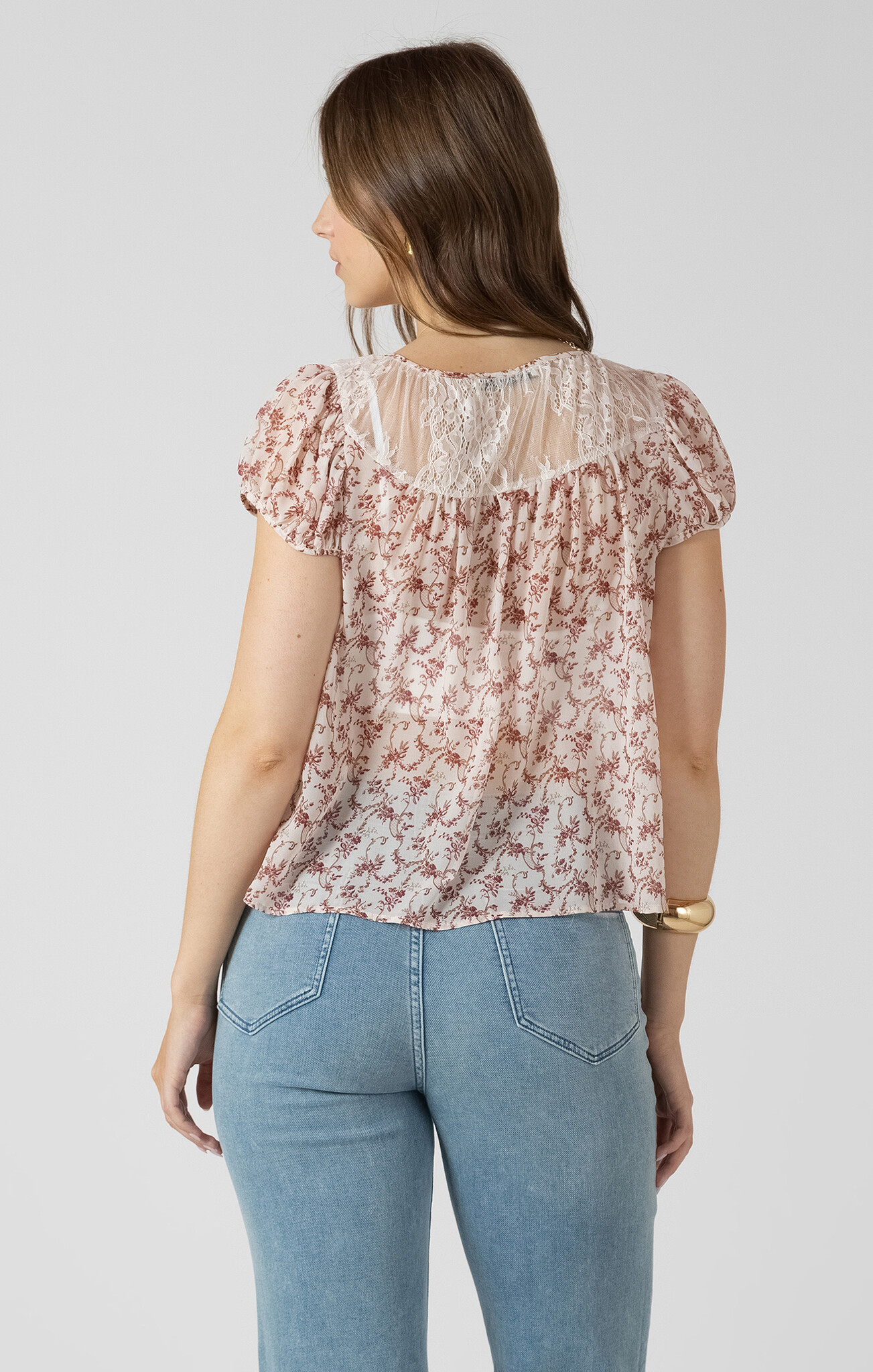 Dex Lace Detail Tie Front Top