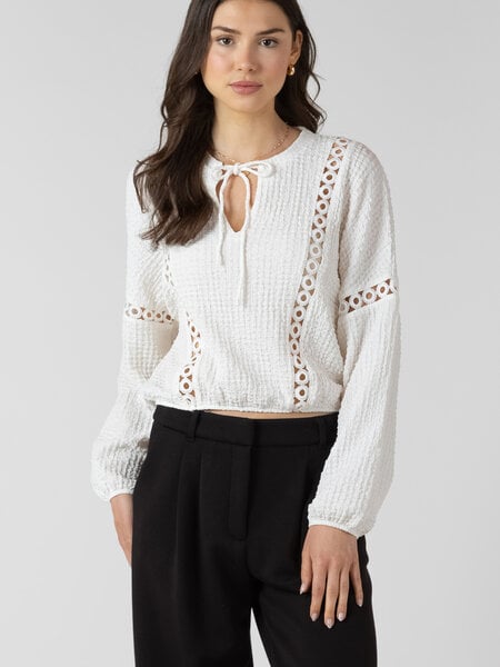 Dex Lace Insert Textured Blouse