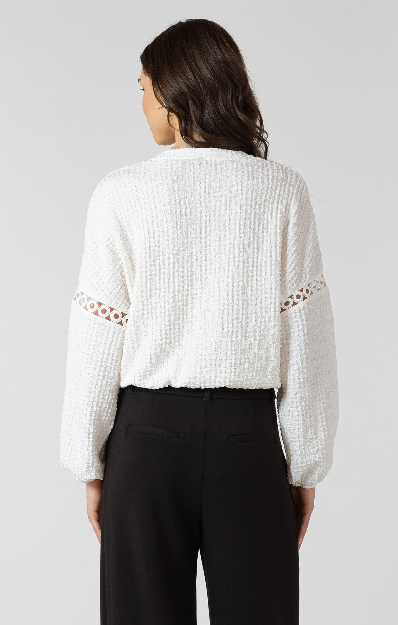 Dex Lace Insert Textured Blouse