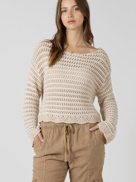 Dex Scalloped Hem Open Stitch Sweater