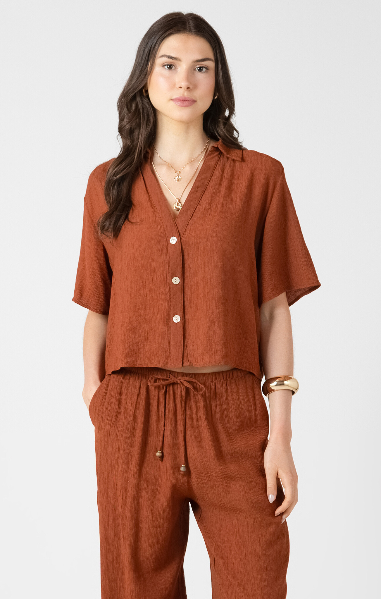 Dex Short Sleeve Button Blouse