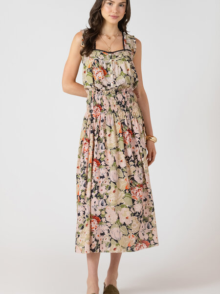 Dex Smocked Waist Midi Skirt