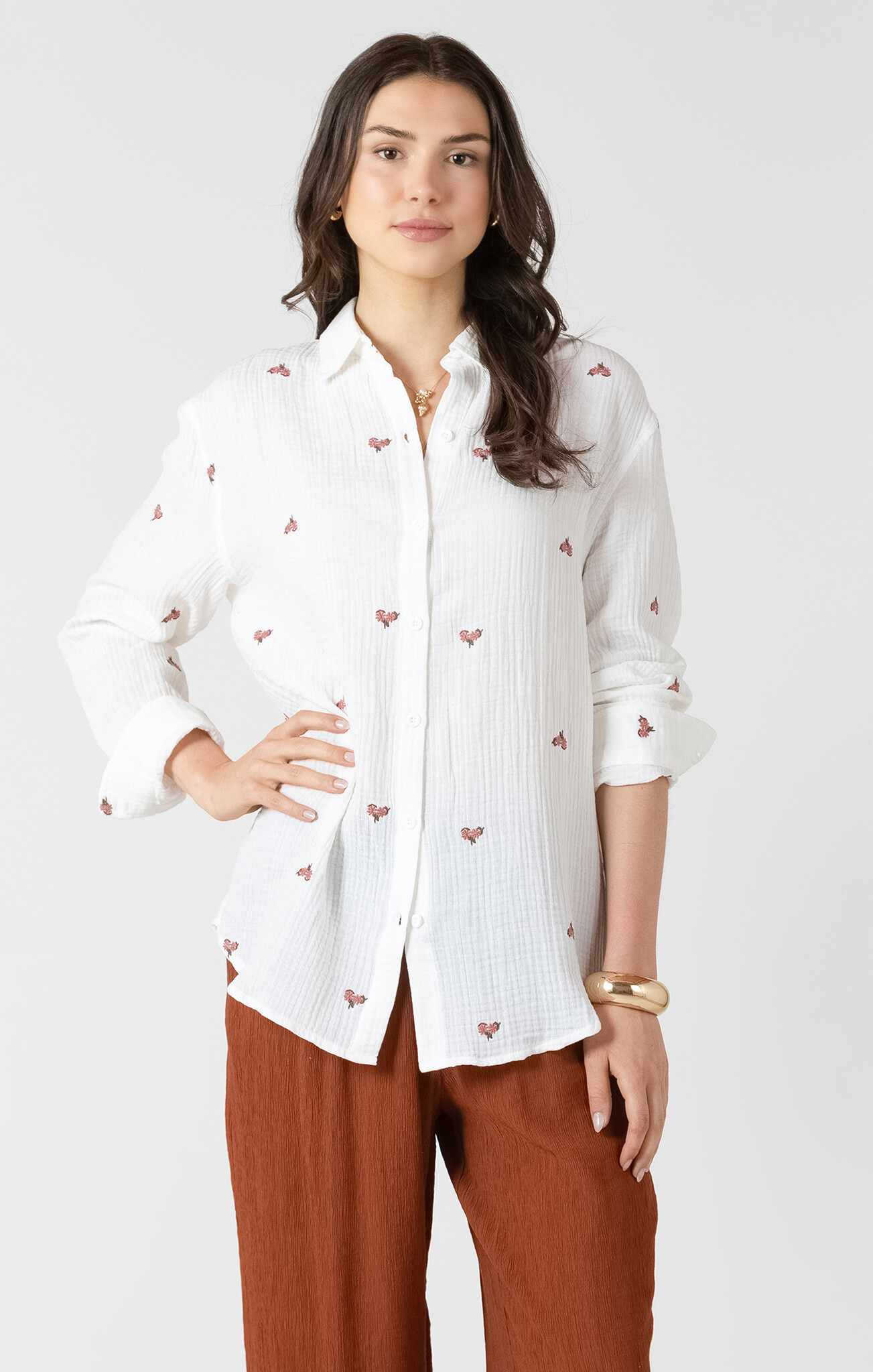 Dex Textured Button Blouse