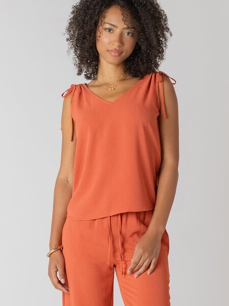 Dex V Neck Tie Shoulder Top