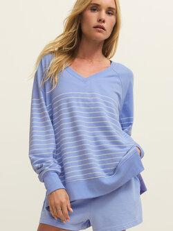Z Supply Activewear Weekender Stripe V-Neck Sweater
