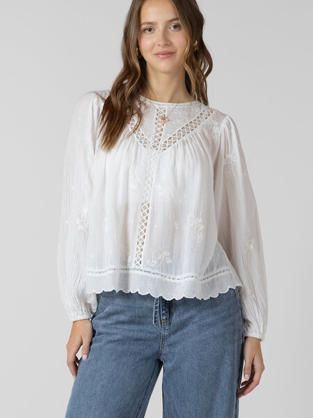 Dex Crochet Detail Embroidered Blouse