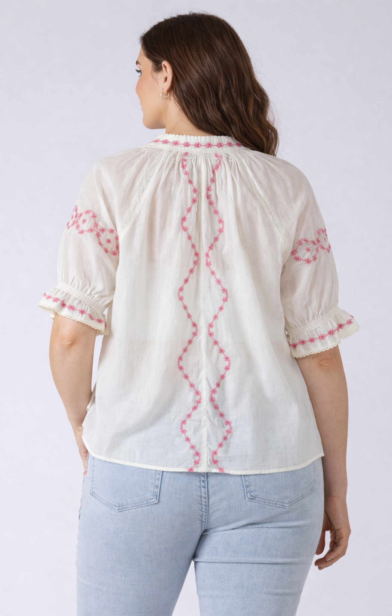 Dex Embroidered Lace Insert Blouse