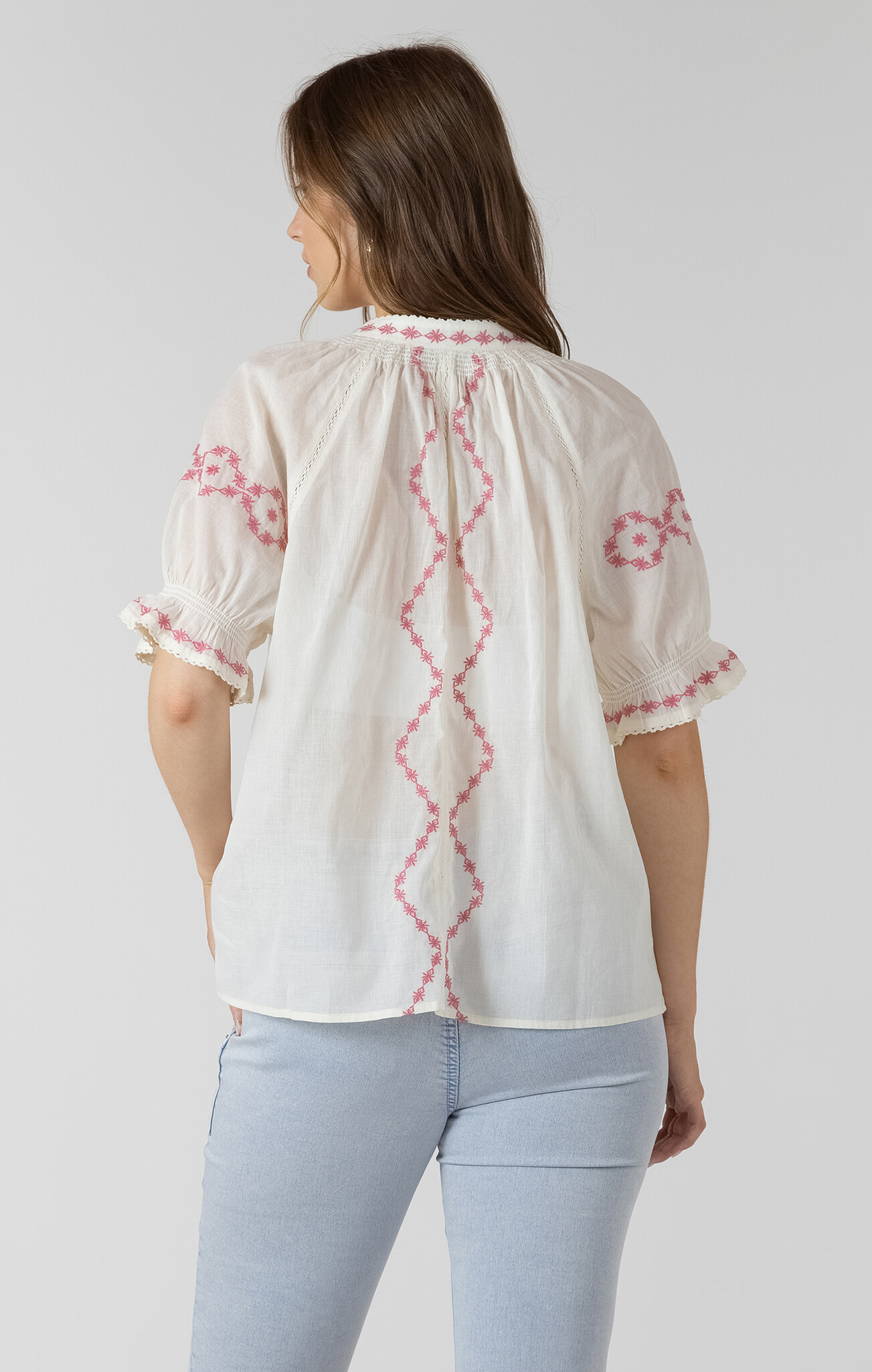 Dex Embroidered Lace Insert Blouse