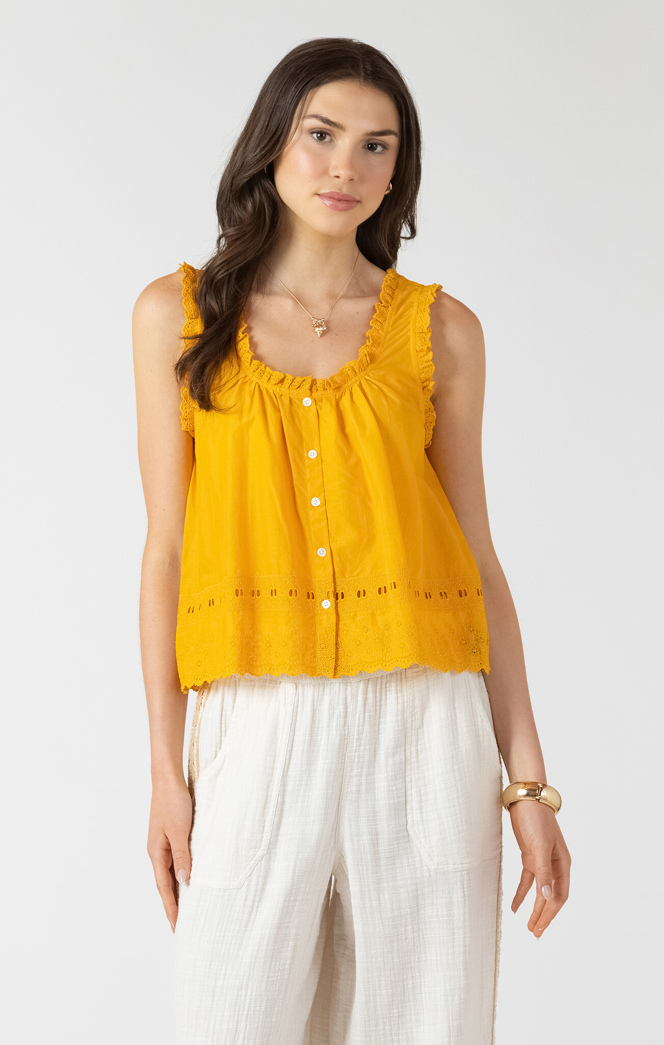 Dex Embroidered Lace Trim Tank