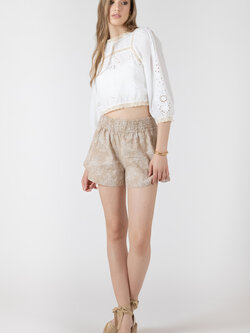 Black Tape Floral Elastic Waist Short