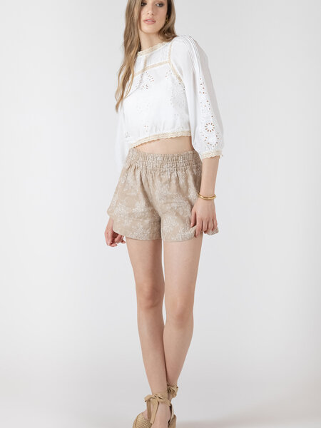 Black Tape Floral Elastic Waist Short