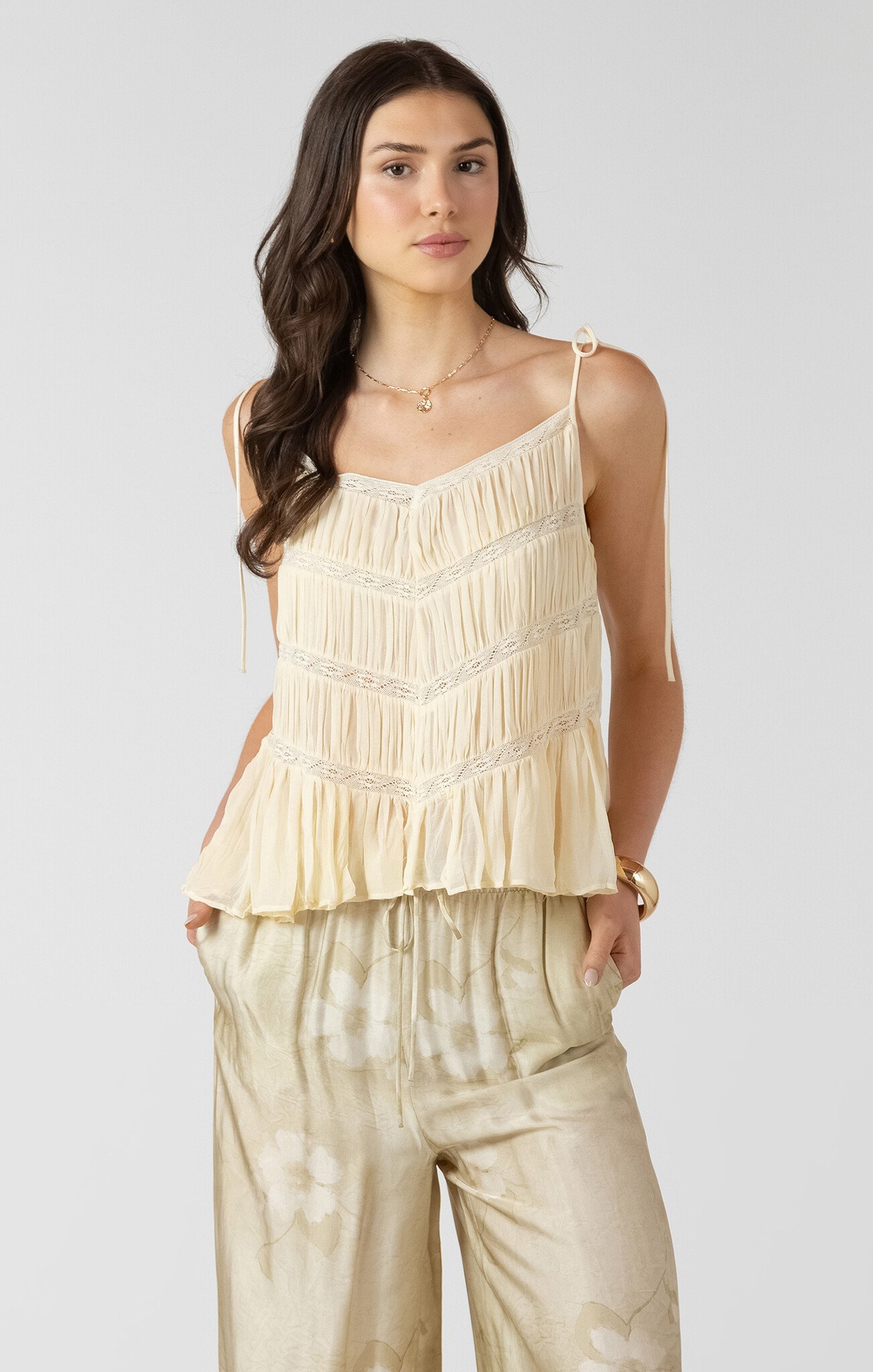 Dex Lace Insert Tie Shoulder Cami