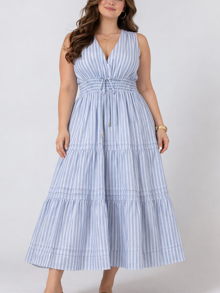 Dex Pleat Detail Smocked Waist Dress