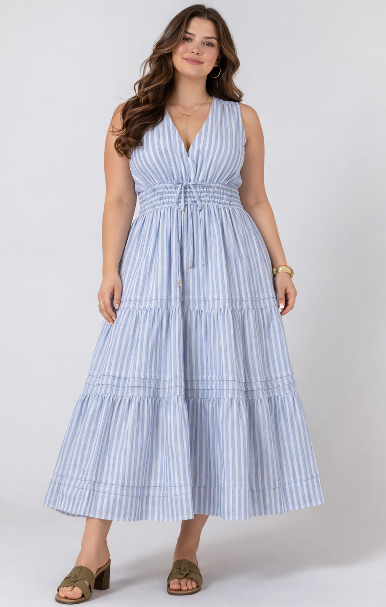 Dex Pleat Detail Smocked Waist Dress
