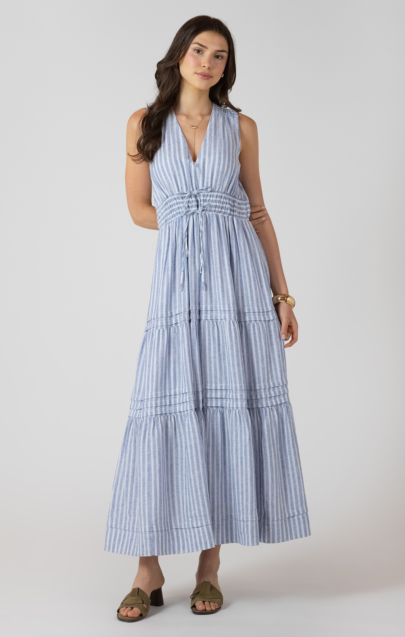 Dex Pleat Detail Smocked Waist Dress