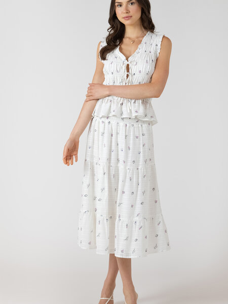 Dex Smocked Waist Midi Skirt