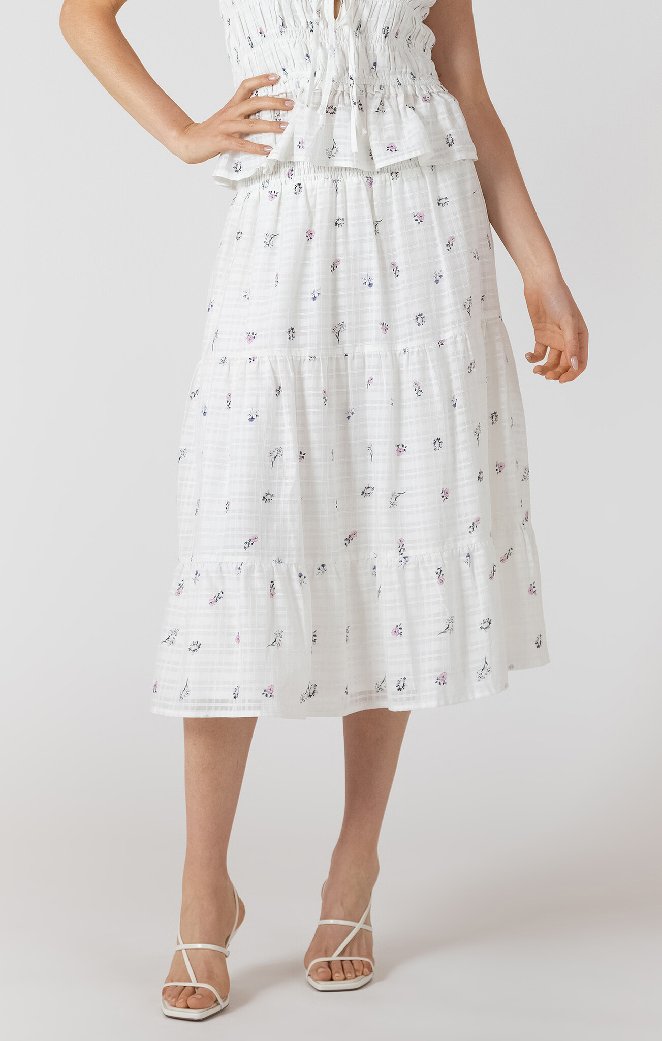 Dex Smocked Waist Midi Skirt