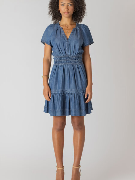 Dex Smocked Waist Tiered Mini Dress