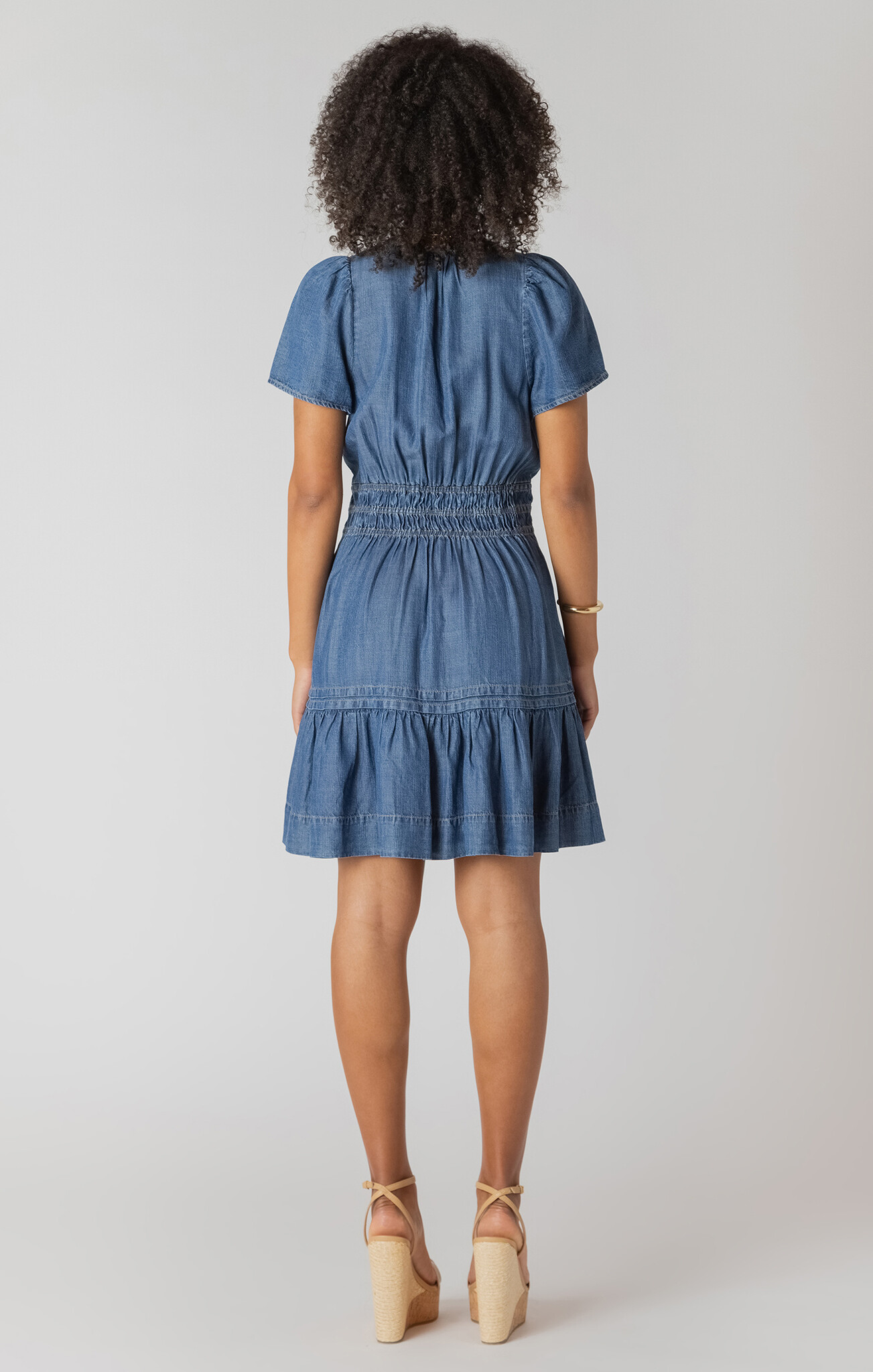 Dex Smocked Waist Tiered Mini Dress