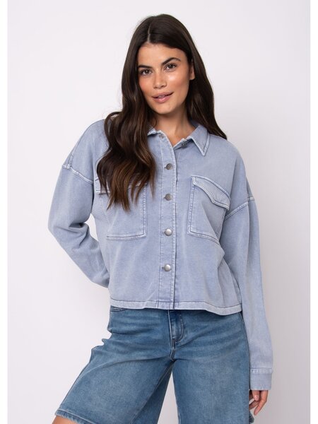 RD Style Nara Denim Look French Terry Button Up Jacket