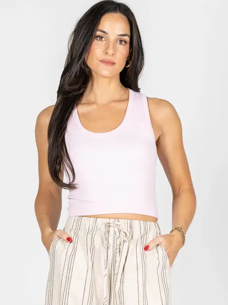 Cest Moi Bamboo Rib Deep Scoop Neck Tank