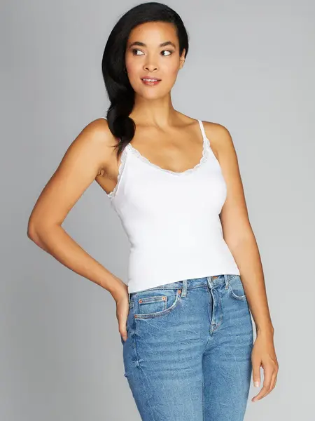 Cest Moi Bamboo Tank with Lace Trim