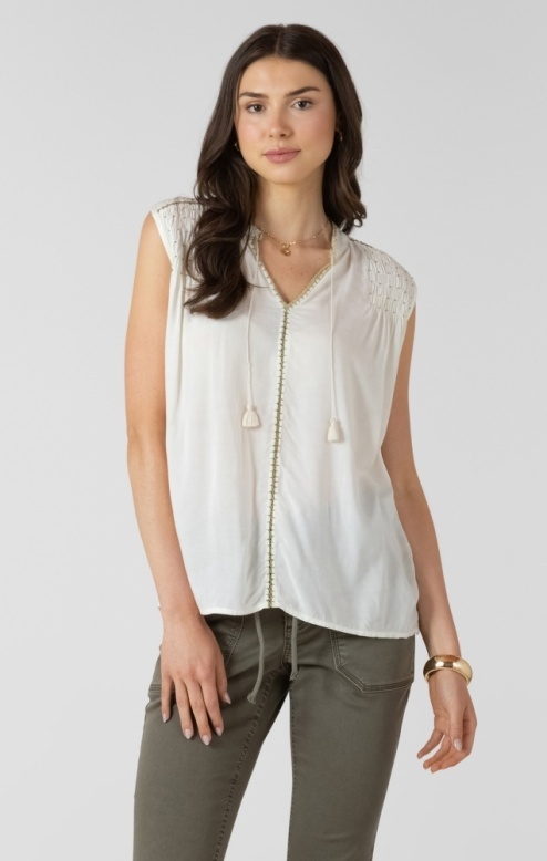 Dex Beaded Contrast Trim Blouse