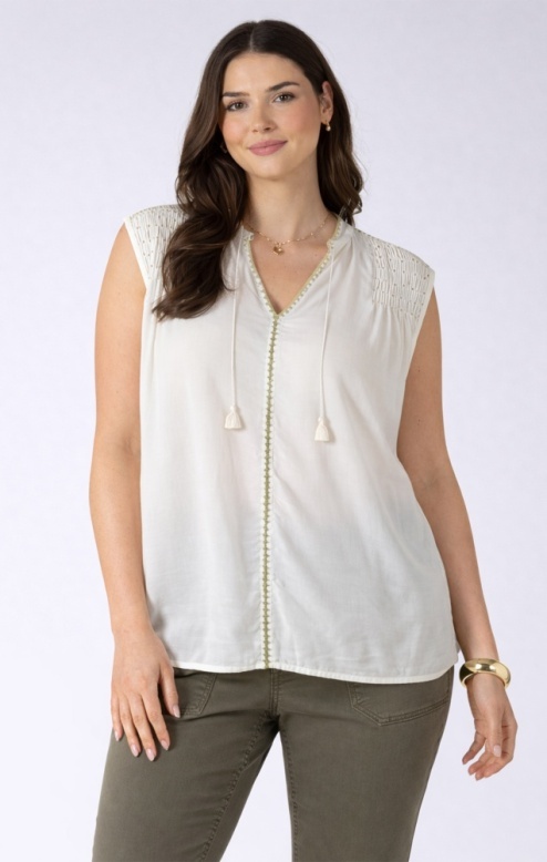 Dex Beaded Contrast Trim Blouse